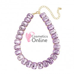 Colier  elegant AS31LL Auriu cu cristale din sticla Liliac